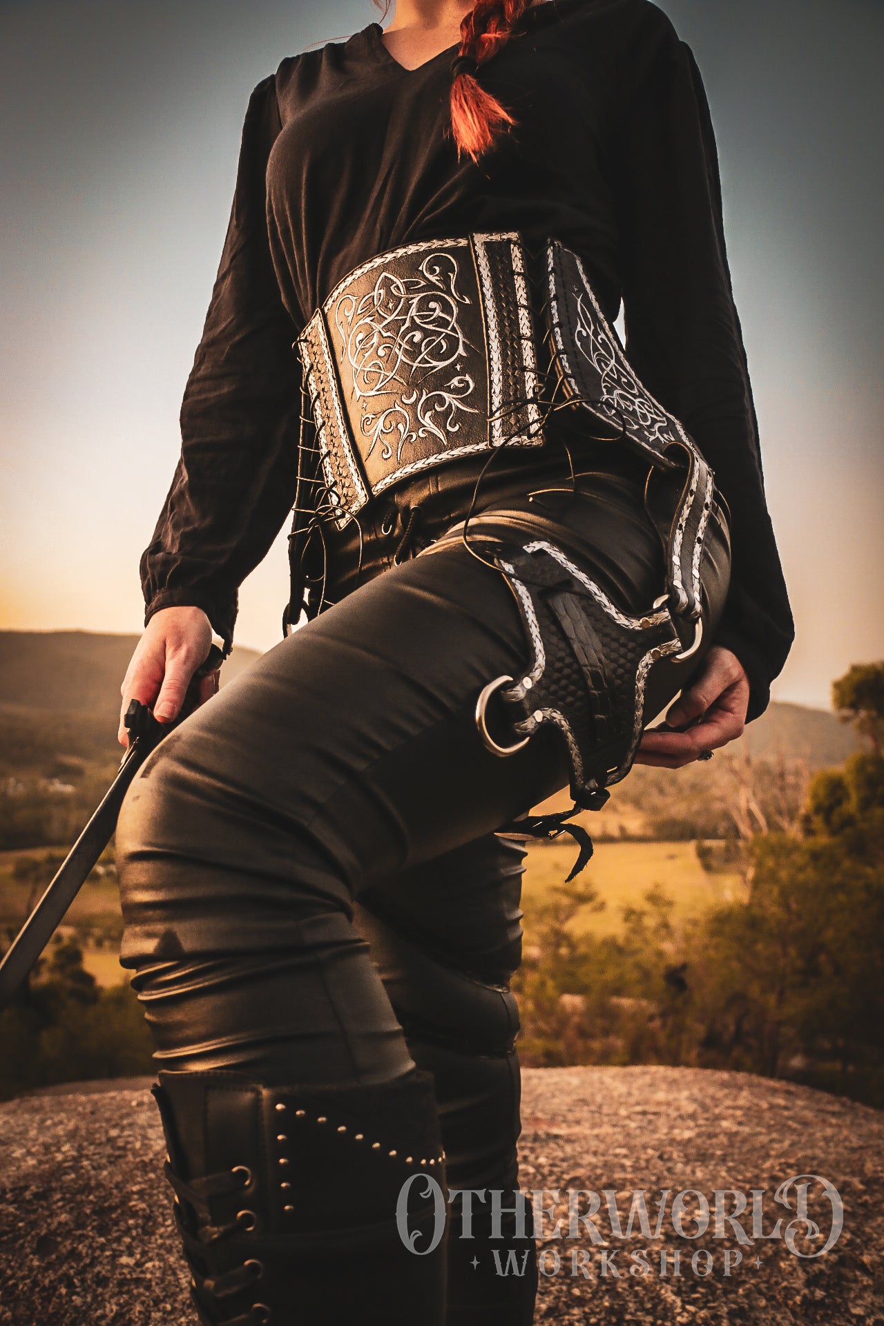 Leather Rider Waist Belt & Leg Girdle