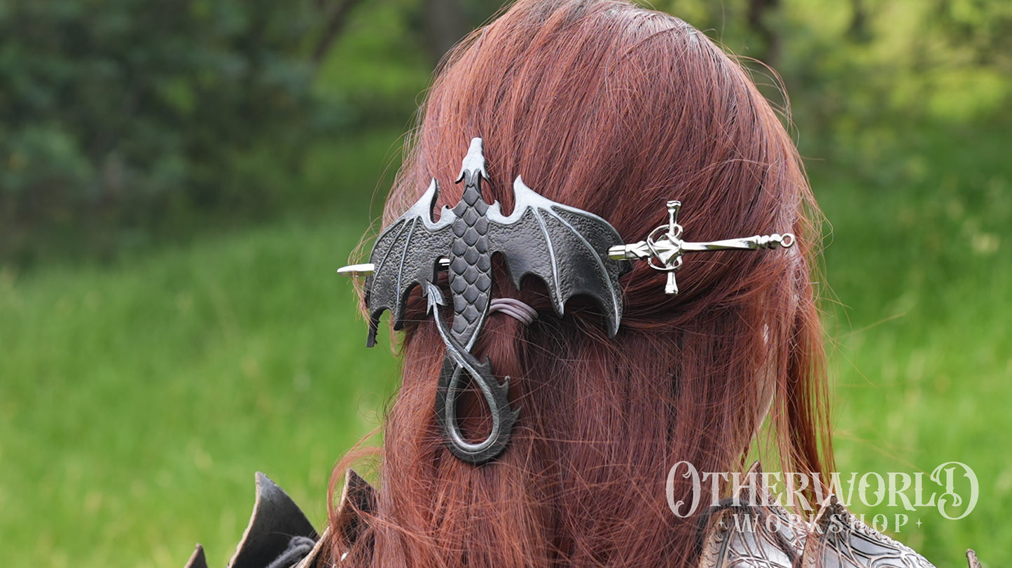 Leather Dragon Hair Pin