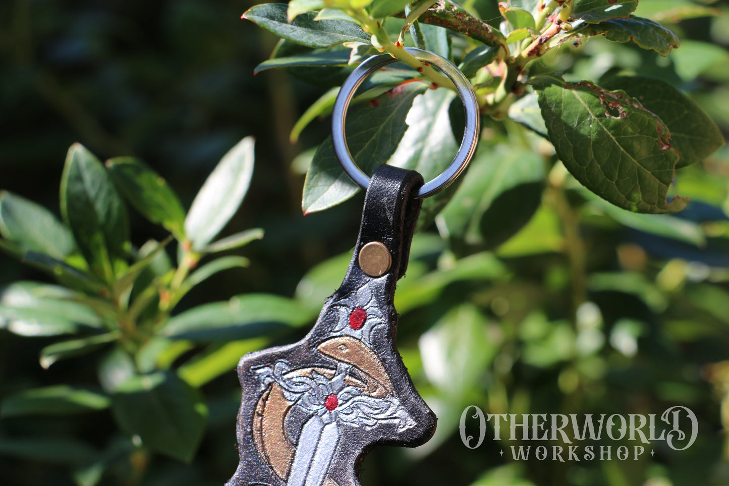 Leather Snake & Sword Keyring