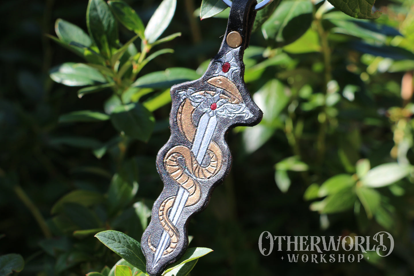 Leather Snake & Sword Keyring