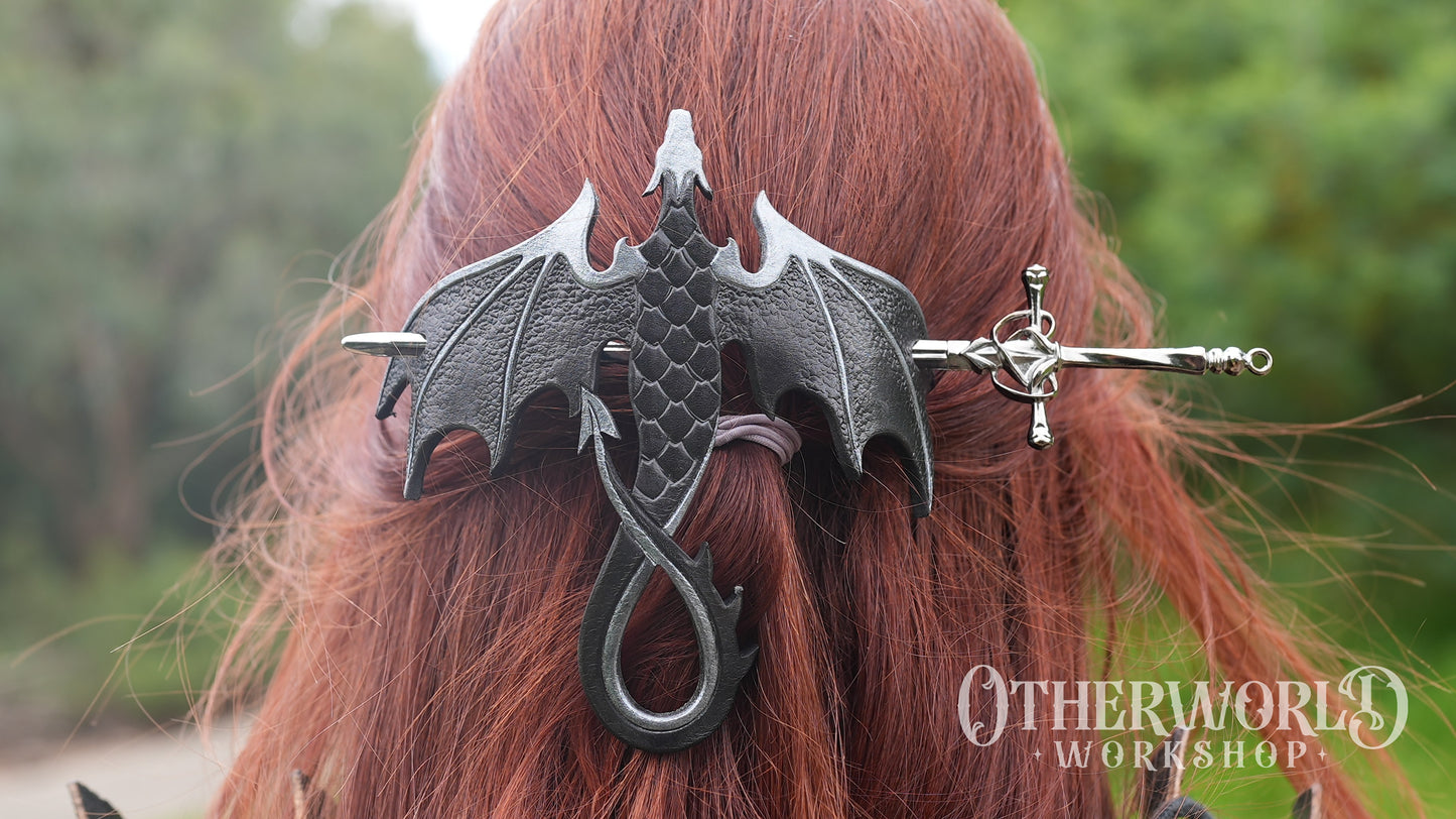 Leather Dragon Hair Pin