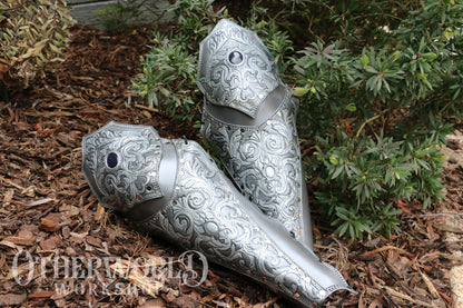 Leather Baroque Greaves Set