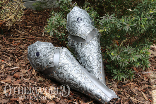 Leather Baroque Greaves Set