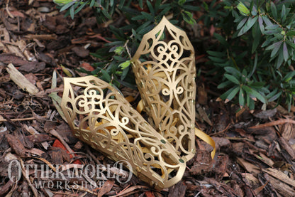 Leather Gold Vine Thorn Bracer Set
