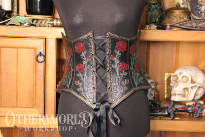 Leather Rose Garden Waist Belt