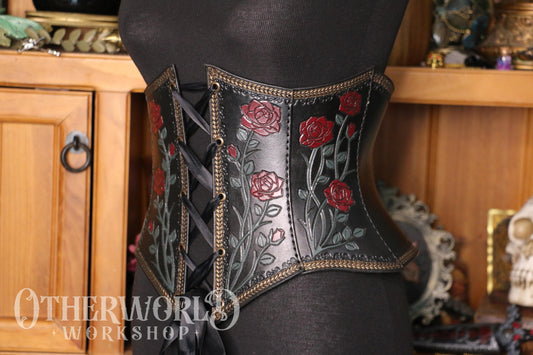 Leather Rose Garden Waist Belt