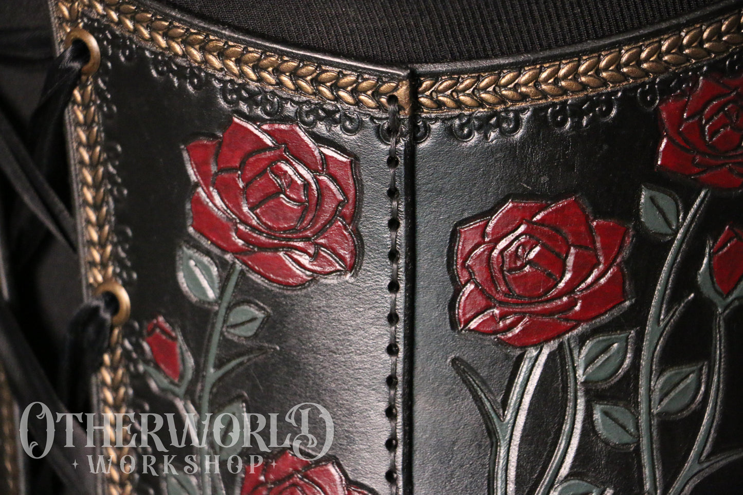 Leather Rose Garden Waist Belt