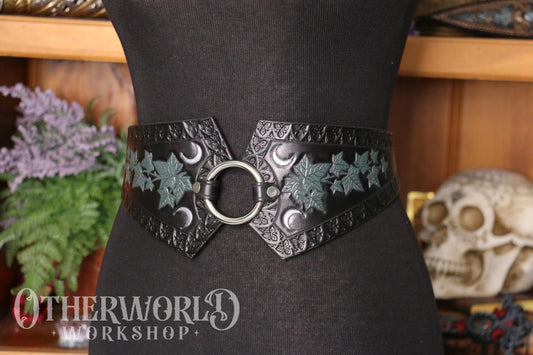 Leather Luna Leaf O-Ring Belt