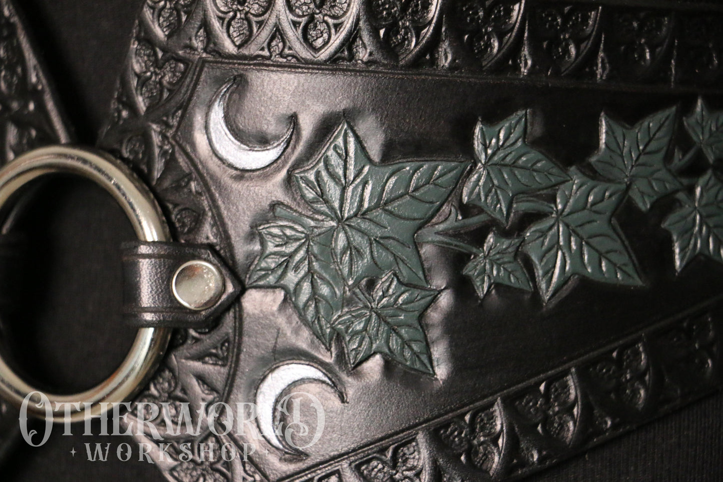 Leather Luna Leaf O-Ring Belt