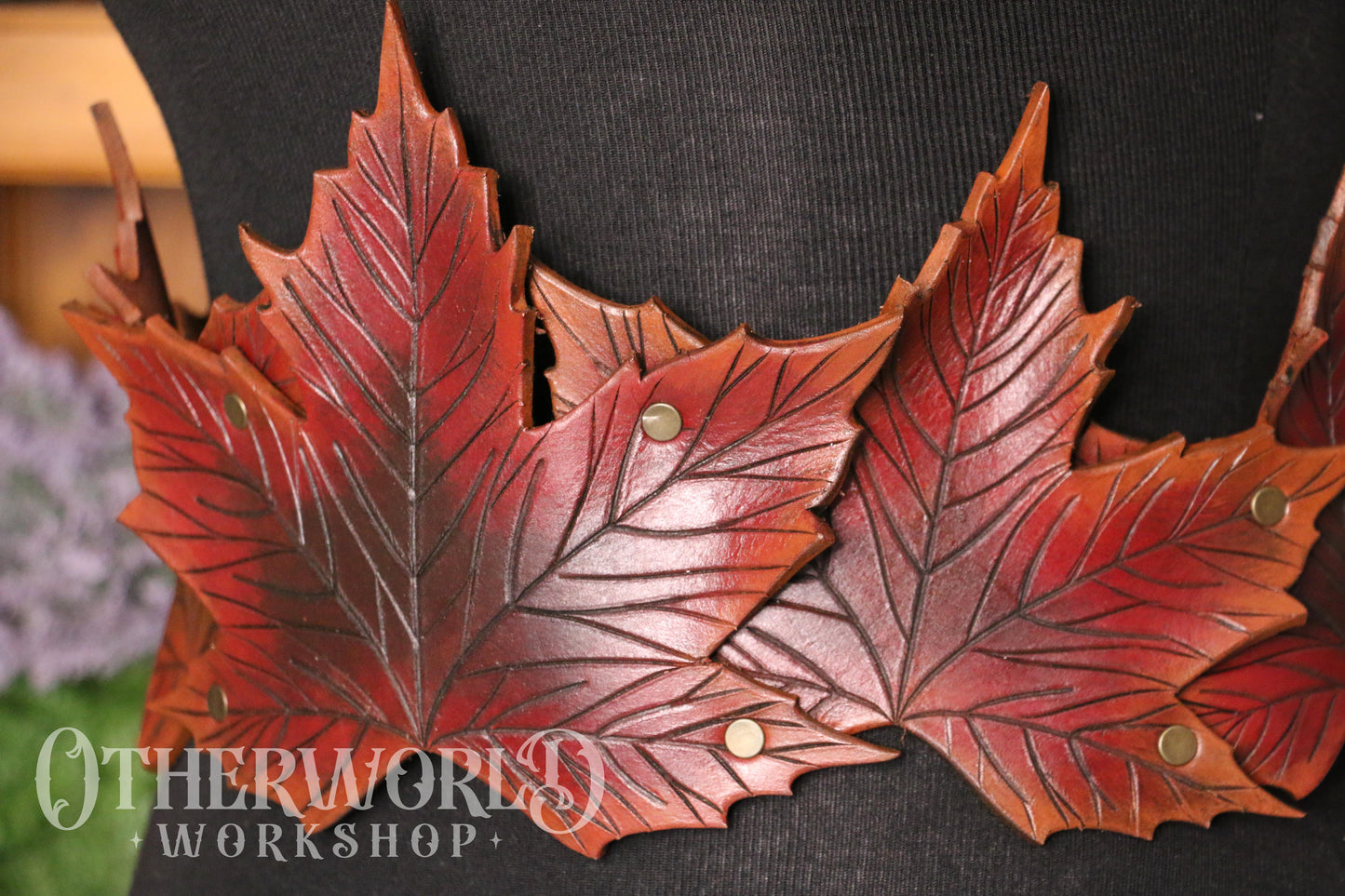 Leather Maple Leaf Belt