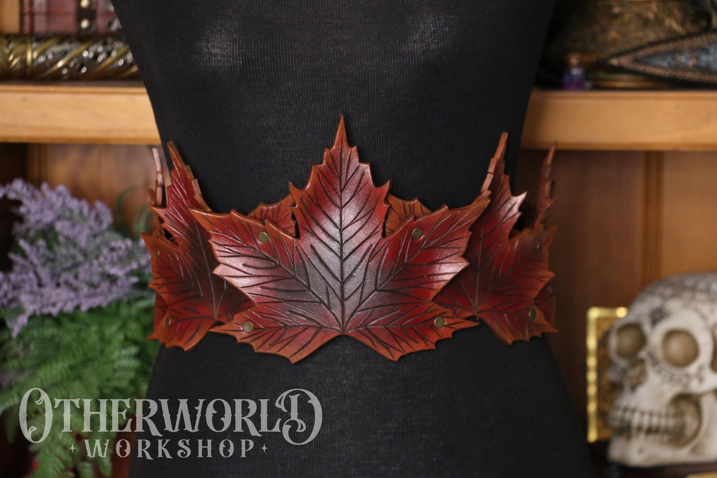 Leather Maple Leaf Belt