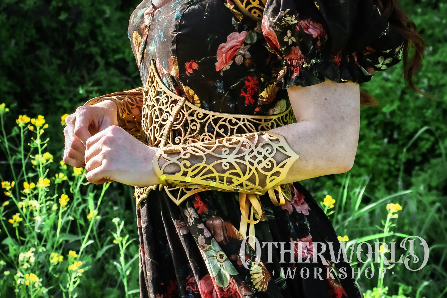 Leather Vine Bracer Set