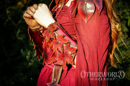 Leather Maple Leaf Bracers Set