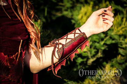 Leather Maple Leaf Bracers Set