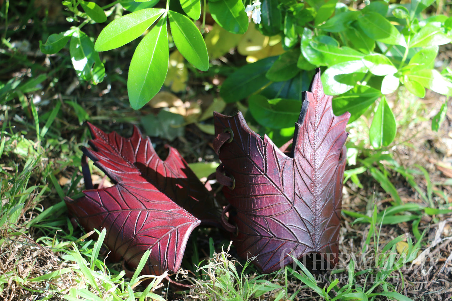 Leather Maple Leaf Cuff Set
