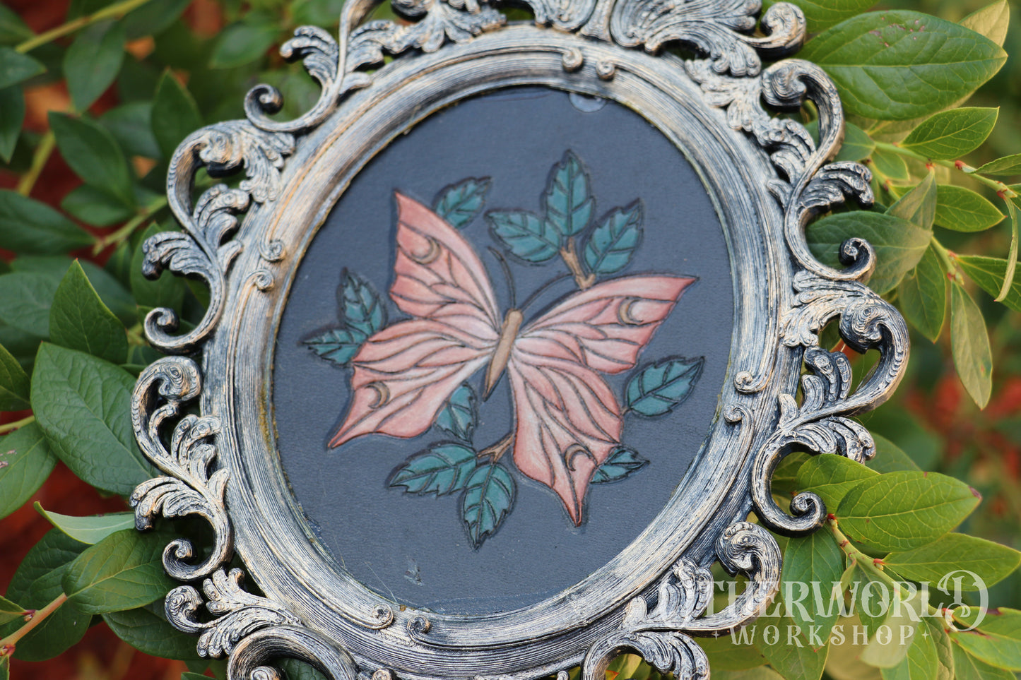 Leather Baroque Butterfly Art Frame | Medium
