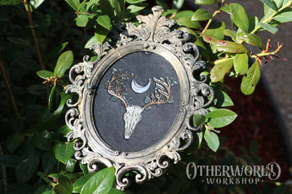 Leather Baroque Deer Skull Art Frame | Small