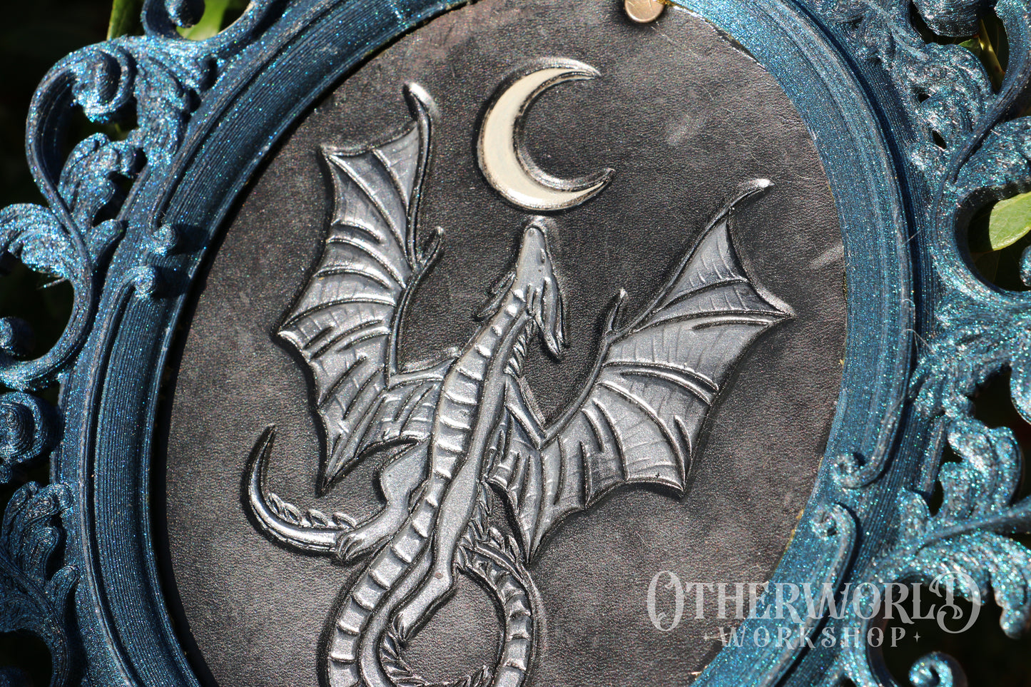 Leather Baroque Celestial Dragon Art Frame | Medium