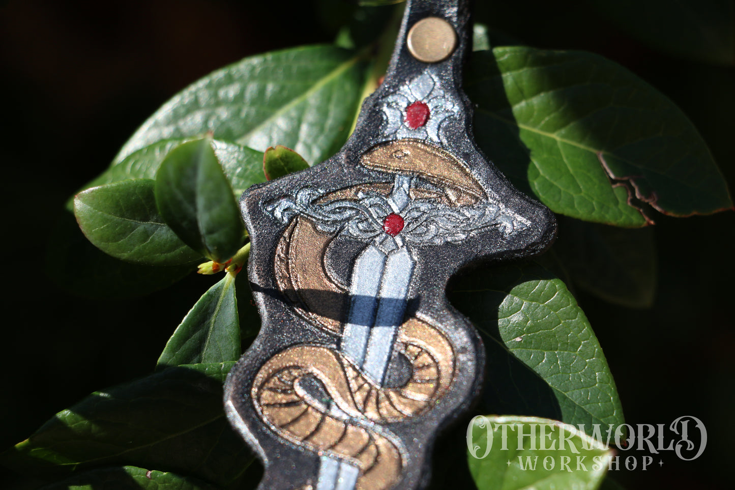 Leather Snake & Sword Keyring