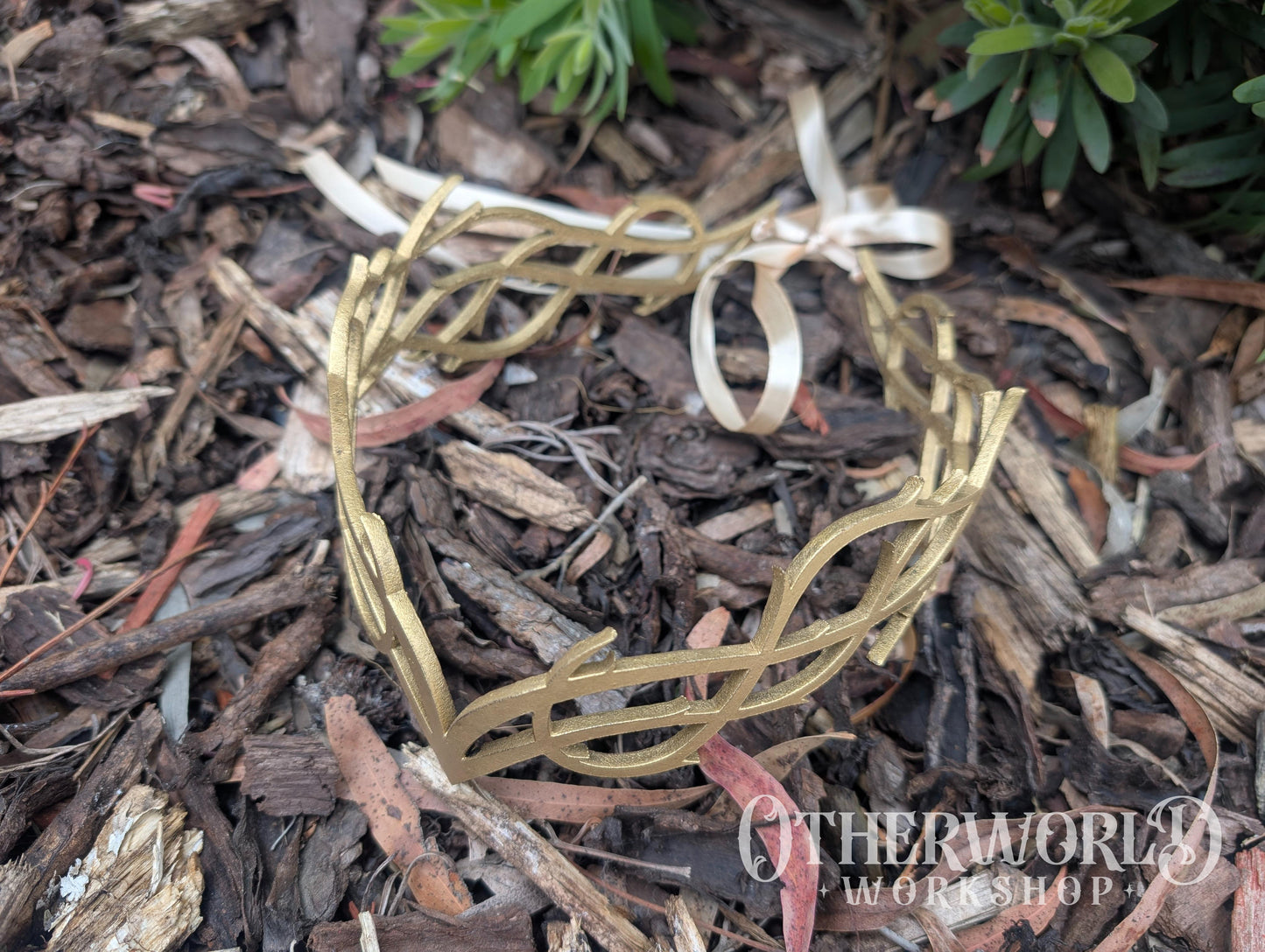 Leather Gold Vine Thorn Crown Headpiece