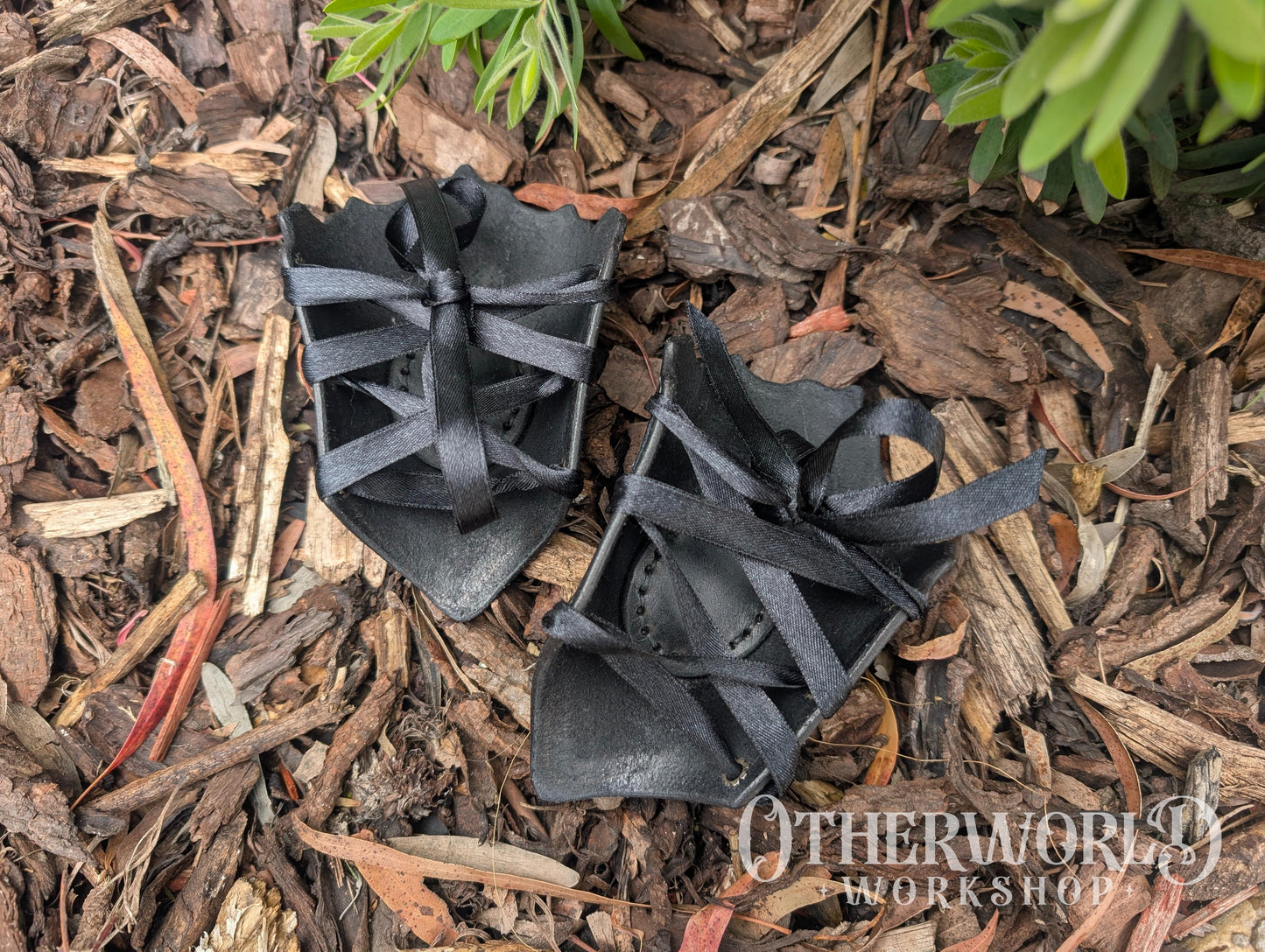 Leather Red Glitter Empress Wrist Cuffs