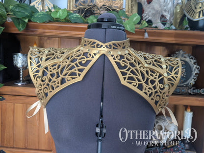 Leather Gold Vine Thorn Shoulder Mantle | S