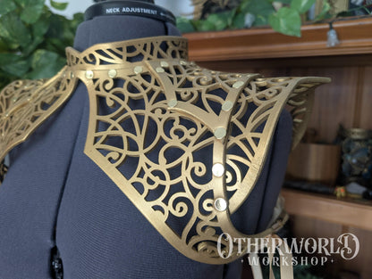 Leather Gold Vine Thorn Shoulder Mantle | S