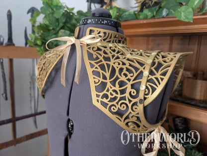 Leather Gold Vine Thorn Shoulder Mantle | S