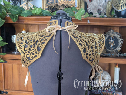 Leather Gold Vine Thorn Shoulder Mantle | S