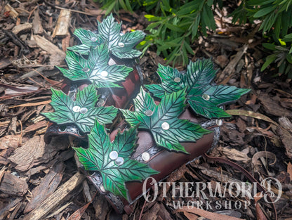 Leather Maple Leaf Bracers Set