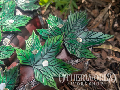 Leather Maple Leaf Bracers Set