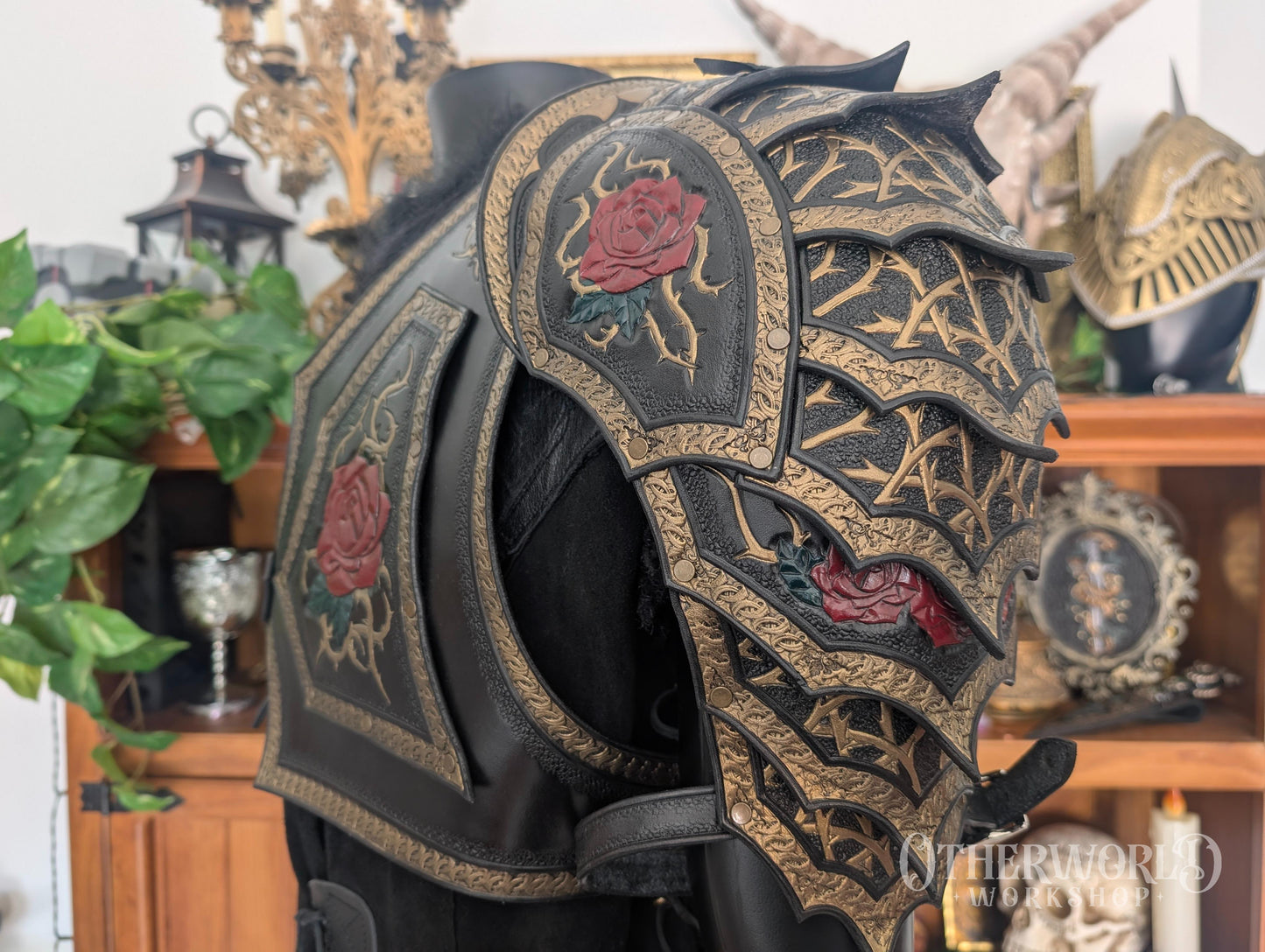 Leather Rose Shoulder Pauldron & Demi Chestpiece