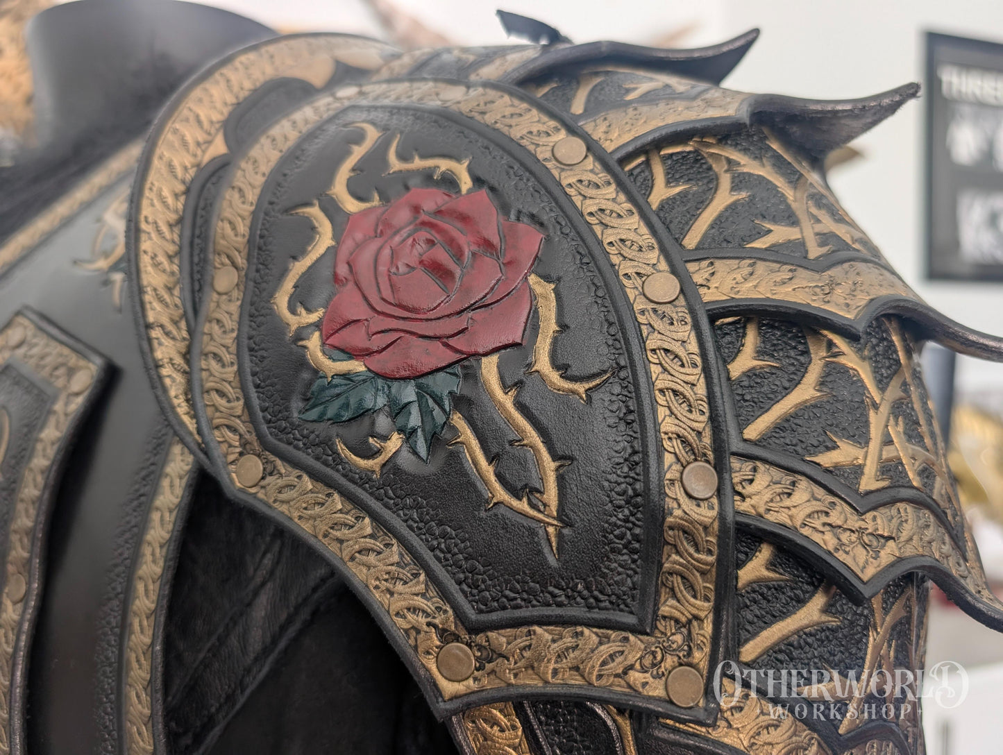 Leather Rose Shoulder Pauldron & Demi Chestpiece