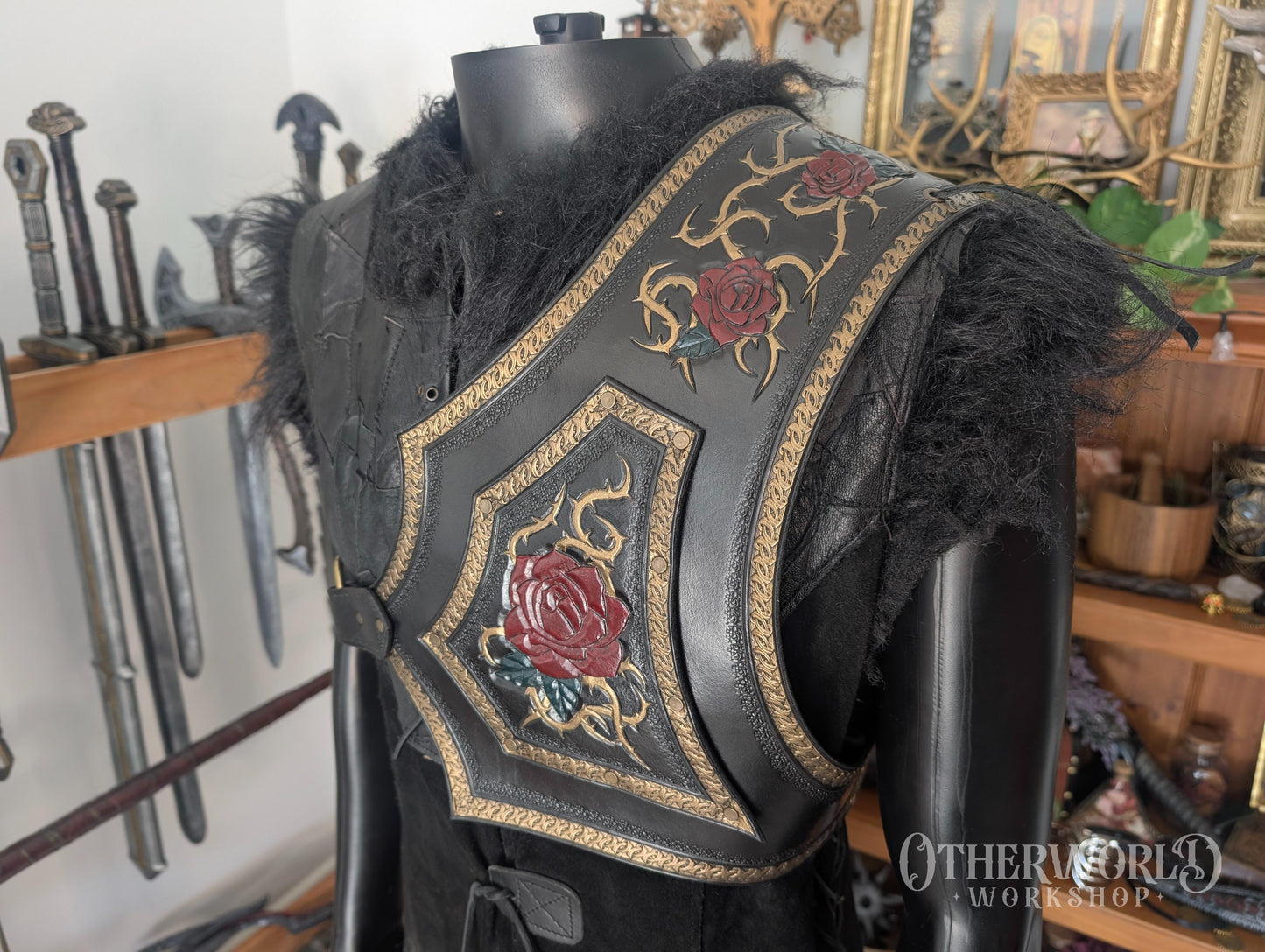 Leather Rose Shoulder Pauldron & Demi Chestpiece