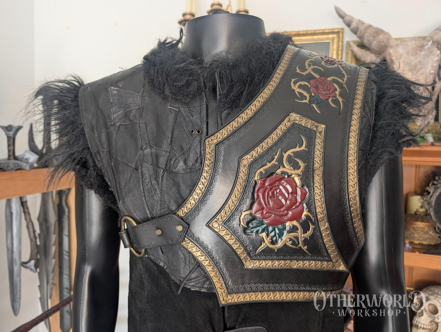 Leather Rose Shoulder Pauldron & Demi Chestpiece