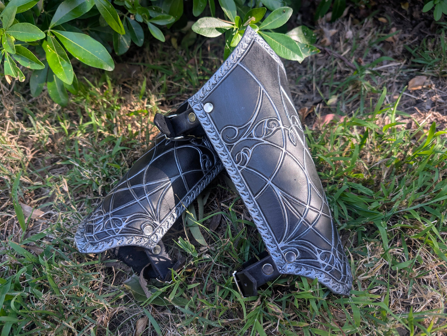 Leather Gothic Bracers Set