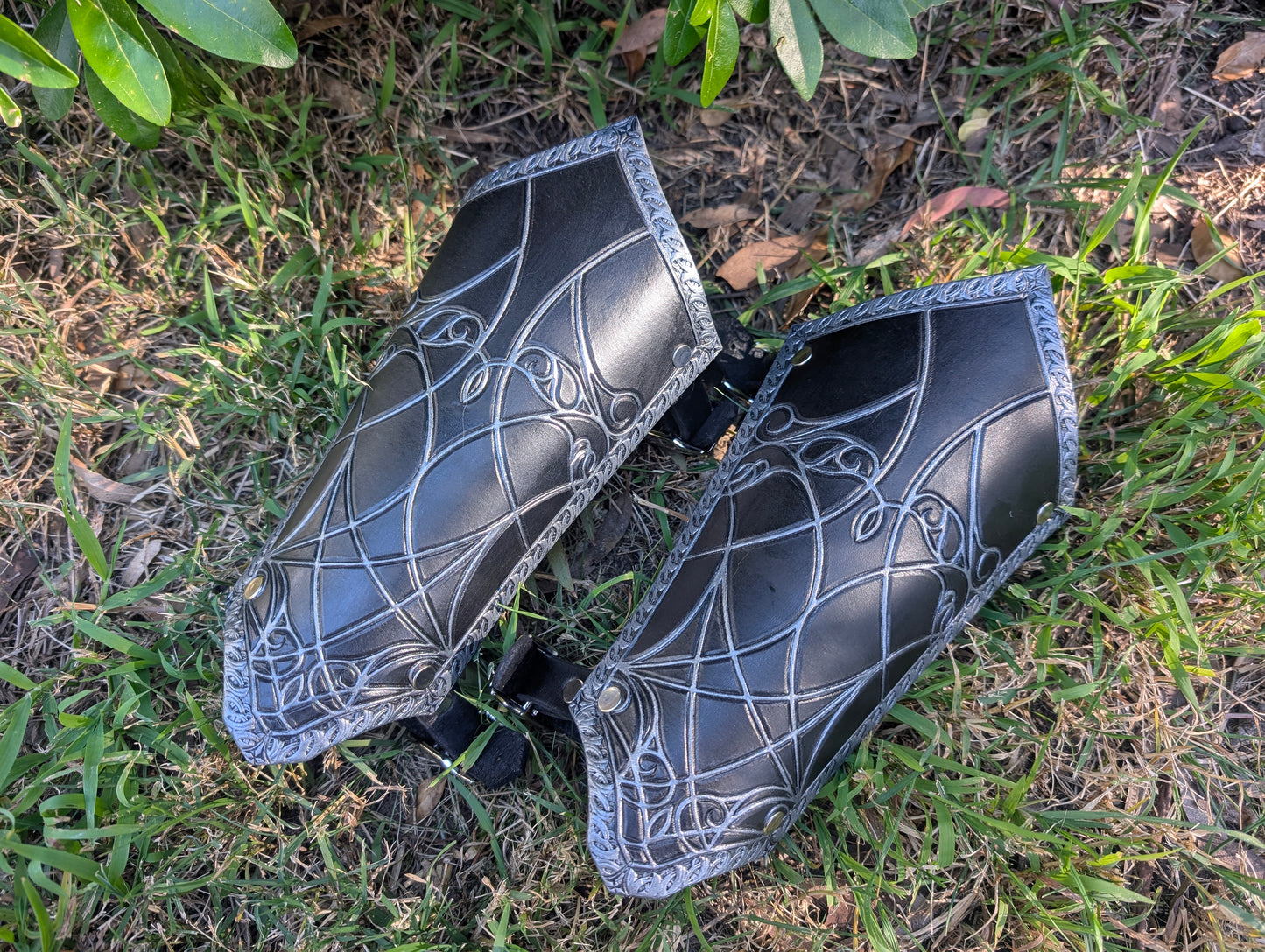 Leather Gothic Bracers Set