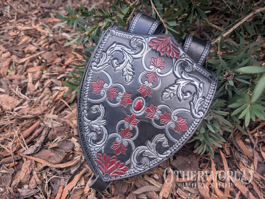 Leather Red & Silver Shield Bag