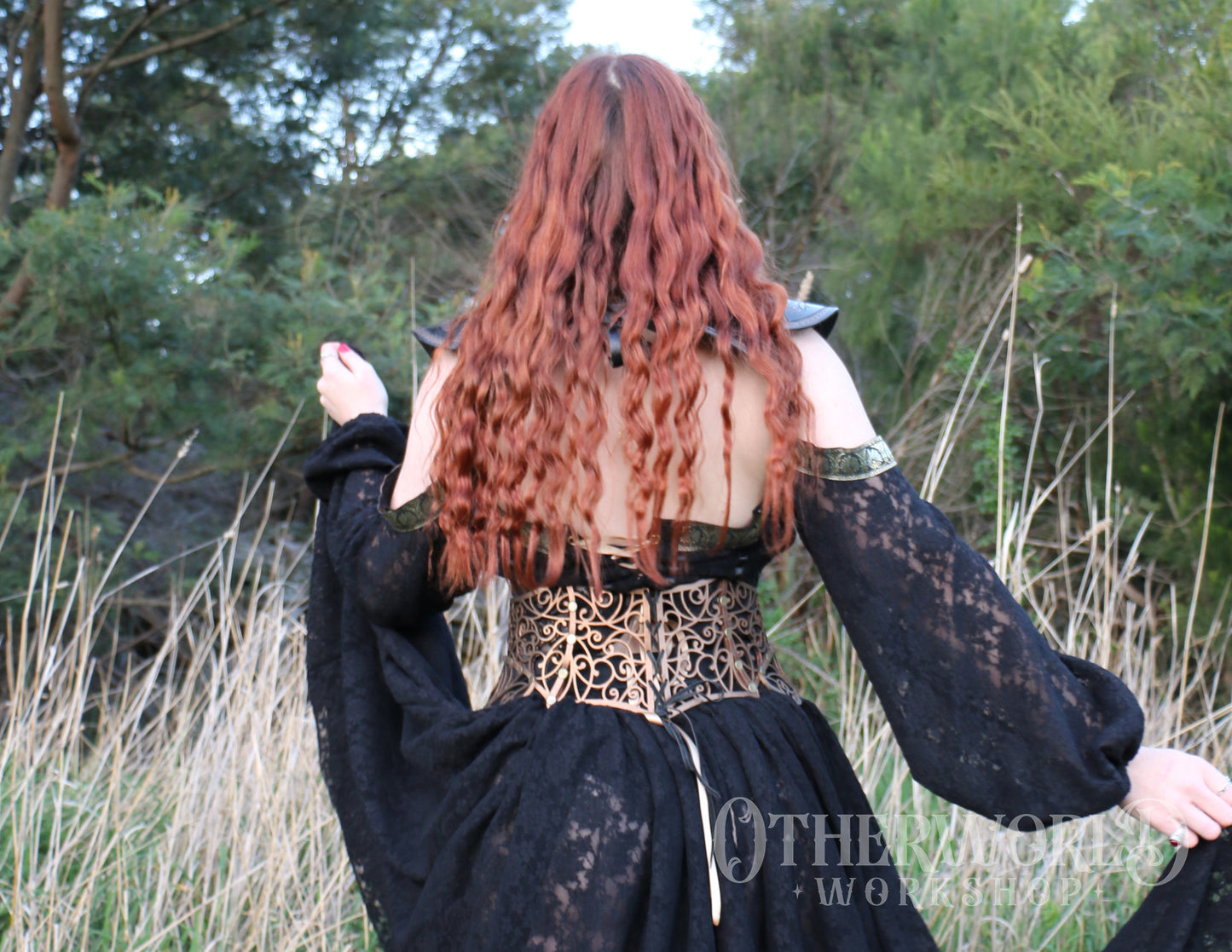 Leather Vine Thorn Waist Belt