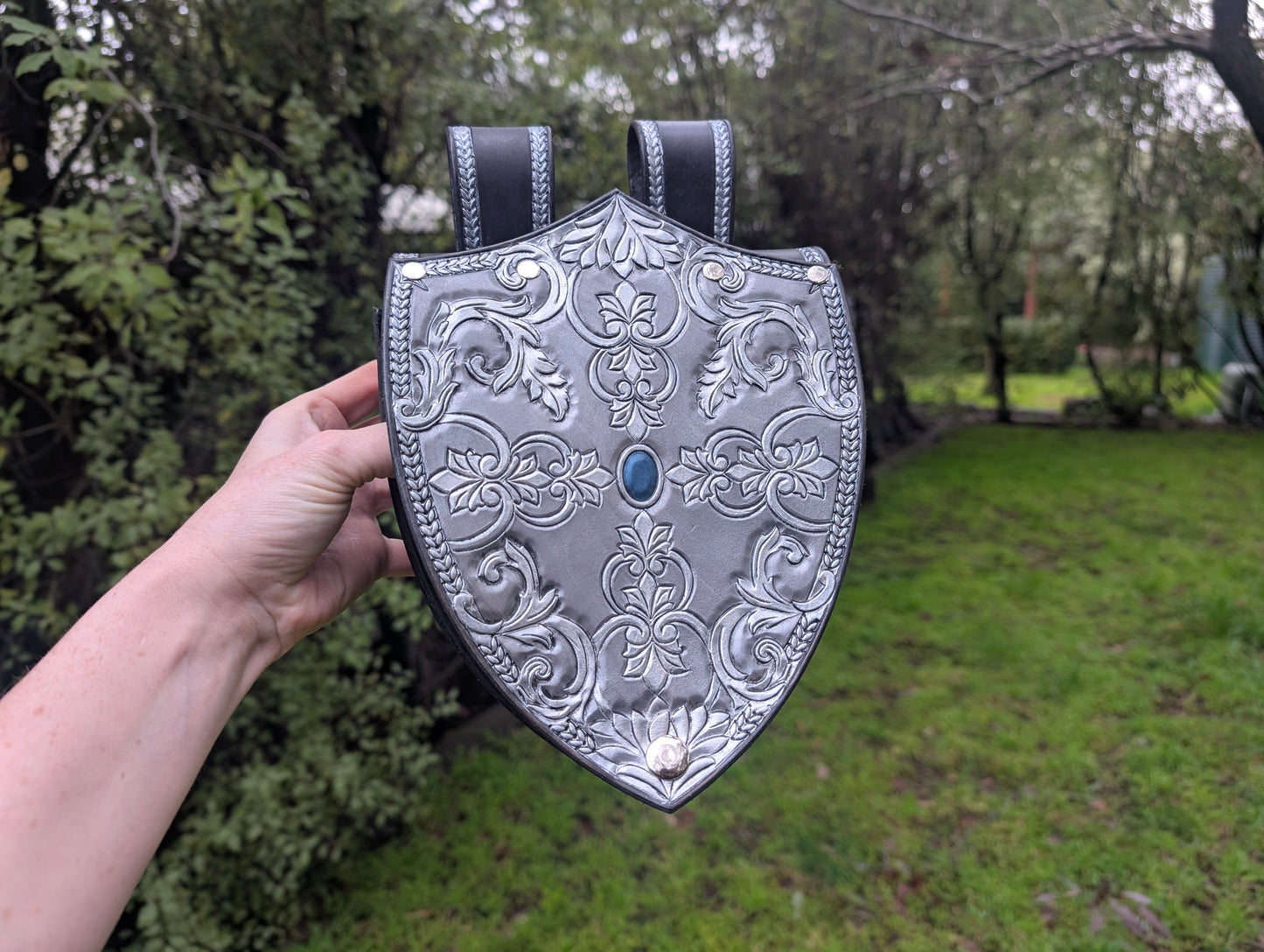 Leather Metallic Shield Bag - Dragons