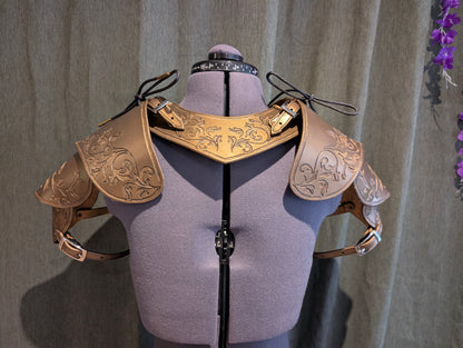 Leather Etched Gorget & Pauldrons Set