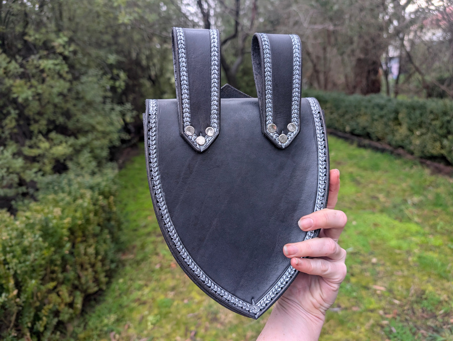 Leather Metallic Shield Bag - Dragons