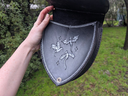 Leather Metallic Shield Bag - Dragons