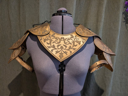 Leather Etched Gorget & Pauldrons Set